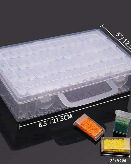 Deluxe 64-Compartment Diamond Painting Bead Storage Organizer with Labels