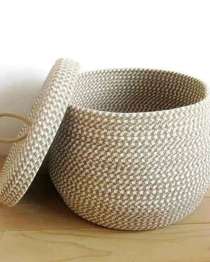 Chic Khaki Cotton Storage Basket Set: A Stylish Solution for a Neatly Organized Home