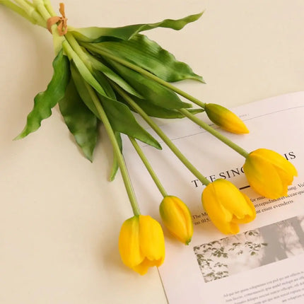 Realistic 5 Heads Tulips Bouquet Silicone Real Touch Artificial Flower High Quality Home Decor realistic-5-heads-tulips-bouquet-silicone-real-touch-artificial-flower-high-quality-home-decor