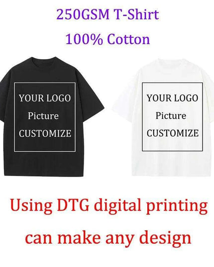 Personalized Heavyweight Cotton Oversized Tee for All - Custom 250GSM Short Sleeve Tops with Your Unique Design