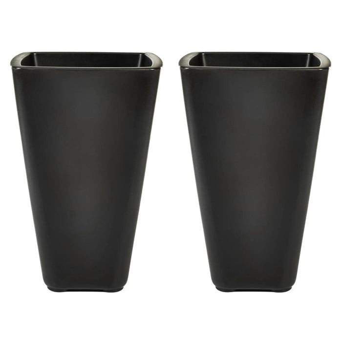 Modern 26" Tall 2-Pack Black Square Self-Watering Outdoor Planter for Healthy Root Growth