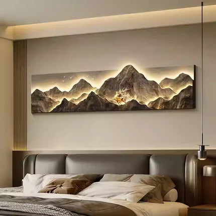 Luxury Bedside LED Wall Lamp with Back Support & Artwork