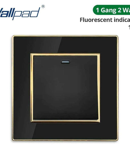 Luxurious Black Acrylic Switch Panel with Gold Accents & Universal Sockets - 220V, Multi-Gang, Modern Design - Illuminated Control Panel with USB Charging Feature
