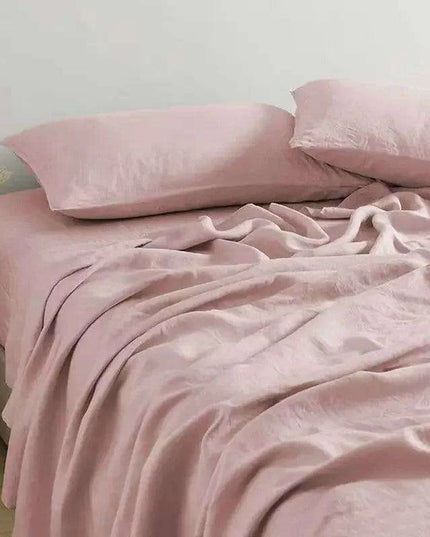 Luxe 3-Piece Washed Linen Bedding Set with 2 Pillowcases for Farmhouse Elegance