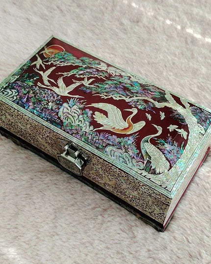 Elegant Handcrafted Mother of Pearl Jewelry Box with Mirror - Stylish Vanity Organizer for Women