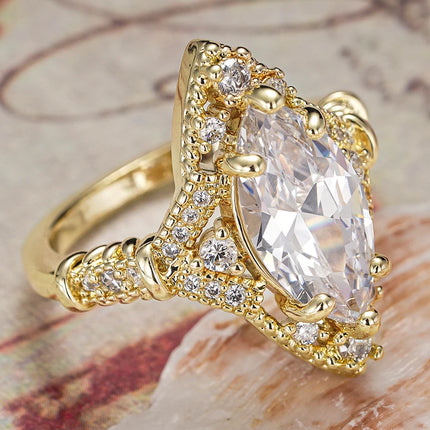 Huitan Sparkling Cubic Zirconia Engagement Ring - Elegant Wedding Jewe