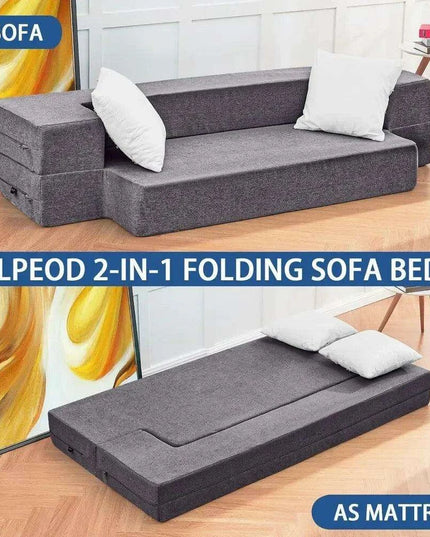 Grey Linen Memory Foam Convertible Sofa Bed: Twin Size Armchair Sleeper