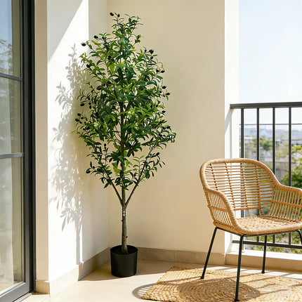 110/150/180cm Artificial Olive Tree, Tall Faux Plant With Black Pot, For Home Office Living Room Floor Decor, No Maintenance 110-150-180cm-artificial-olive-tree-tall-faux-plant-with-black-pot-for-home-office-living-room-floor-decor-no-maintenance