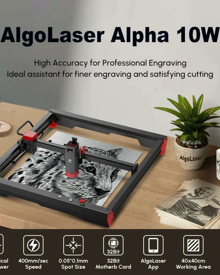 Alpha 10W High-Performance CNC Laser Engraver and Cutter Kit for Precision Woodworking & Metal Design