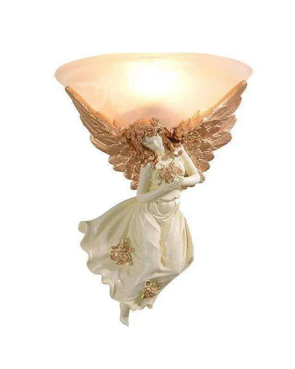 Elegant Nordic Angel LED Wall Lamp - Vintage Resin Sconce for Home Elegance