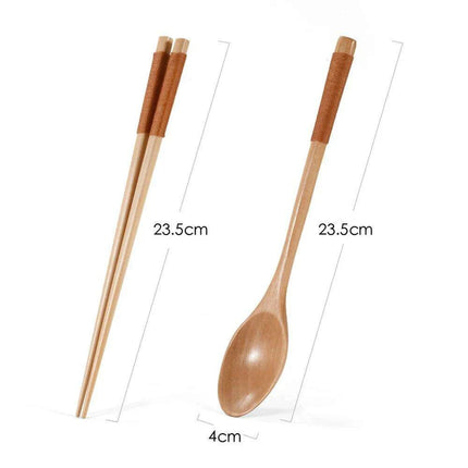 Elegant Japanese Wooden Sushi Cutlery Set with Reusable Chopsticks and Spoon