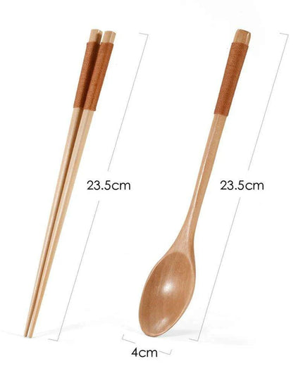 Elegant Japanese Wooden Sushi Cutlery Set with Reusable Chopsticks and Spoon
