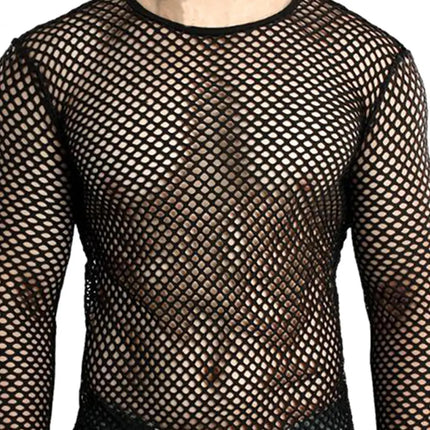 Men's Fishnet Open-Knit Tee — See-Through Short Sleeve, Loose Streetwear | Très Élite
