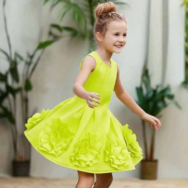 Summer Sleeveless Flower Princess Dress for Girls - Birthday Party Outfit for Kids