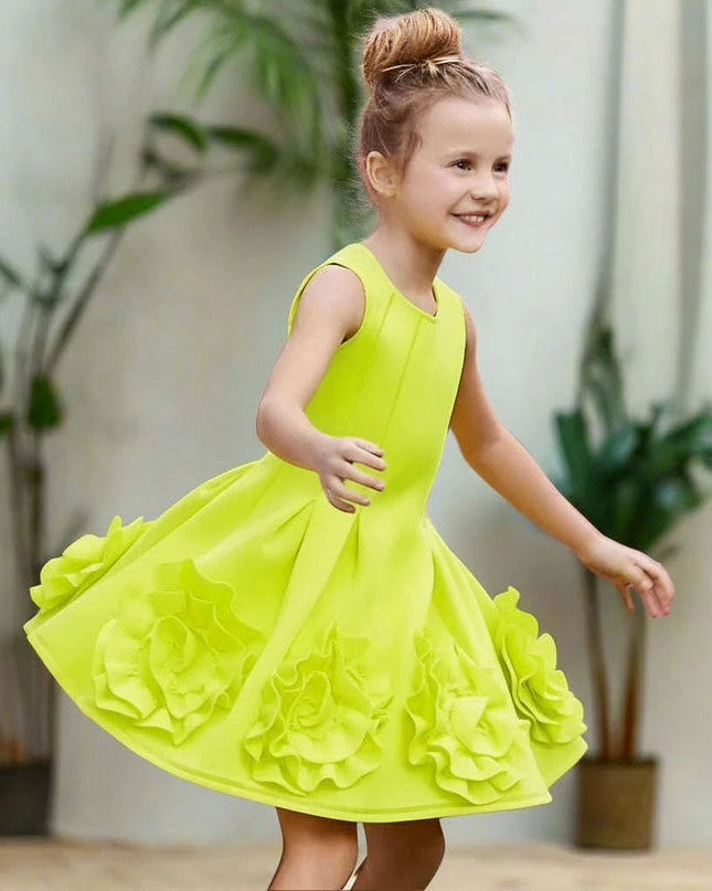 Summer Sleeveless Flower Princess Dress for Girls - Birthday Party Outfit for Kids