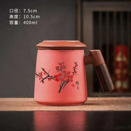 Sophisticated Purple Clay Travel Tea Mug Set with Infuser and Lid - 400ml for Office and Leisure