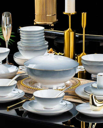Elegant 62/40-Piece Bone China Dining Set with Authentic Chopsticks for an Exquisite Dining Experience