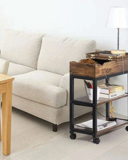Versatile Charging End Table with Storage Solutions for Compact Living Spaces