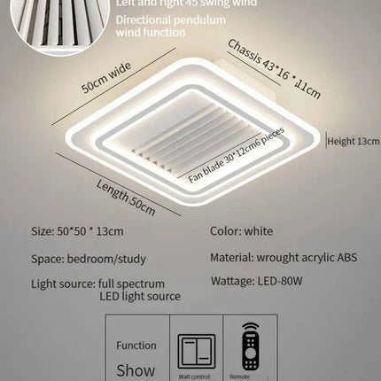 Sleek Bladeless Ceiling Fan with Integrated LED Lighting and Remote Control - Stylish Home Enhancement Solution