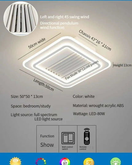 Sleek Bladeless Ceiling Fan with Integrated LED Lighting and Remote Control - Stylish Home Enhancement Solution