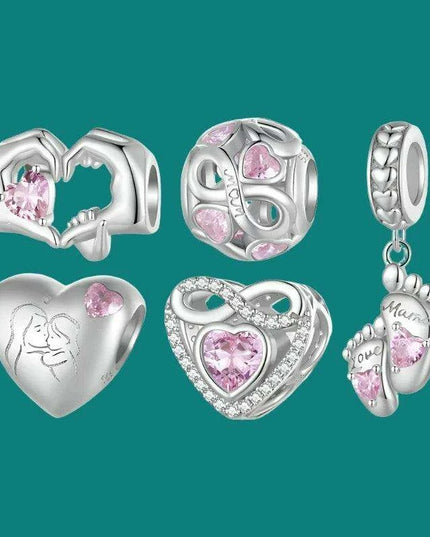 Eternal Bond: 925 Sterling Silver Baby Footprint Heart Charm Pendant