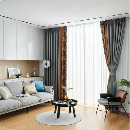 Luxury Thickened Curtains — Nordic Retro Stitching