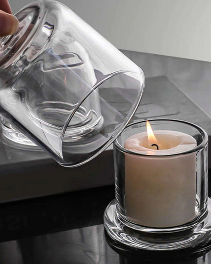 Elegant Glass Tealight Holder with Protective Dome for Timeless Home Decor