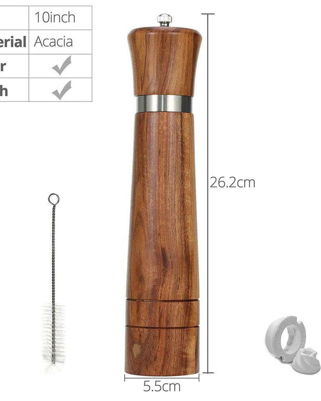Customizable Ceramic Grinder Acacia Wood Pepper Mill for Gourmet Chefs