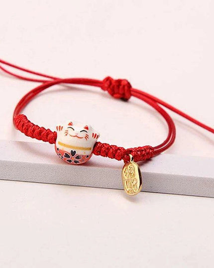 Charming Red Cord Lucky Cat Bracelet - A Thoughtful Gift for Women and Girls