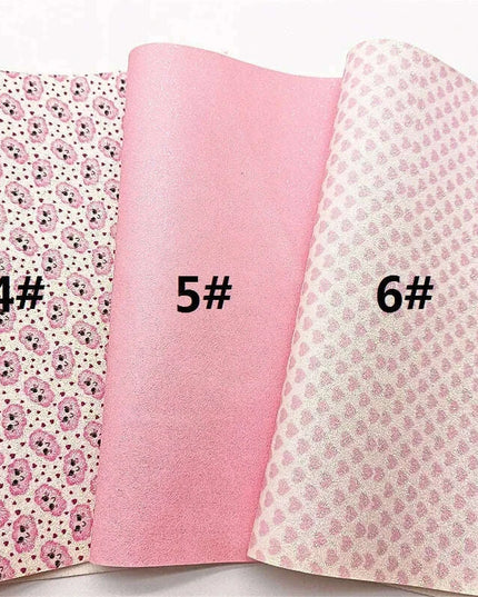 Sparkling Pink Heart & Cloud Faux Leather Crafting Sheet - Ideal for DIY Projects