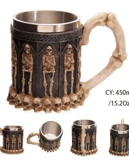 Skull Viking Pirate Tankard: Resin Steel Drinking Vessel & Decor Accent