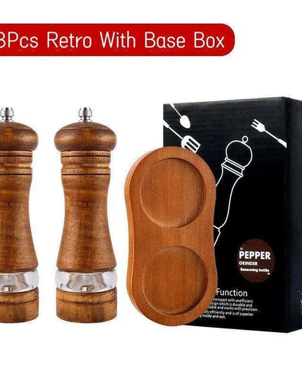 Vintage Handcrafted Wooden Spice Mill Set - 6-Inch Gourmet Salt and Pepper Grinders