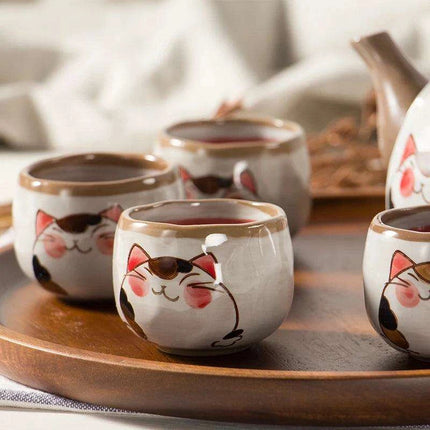 Charming Lucky Cat Ceramic Tea Set - Perfect Gift for Tea Enthusiasts