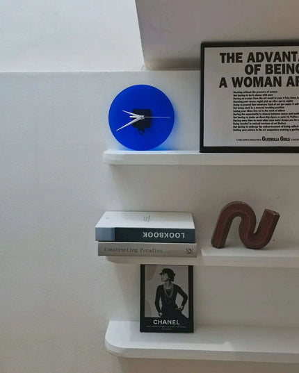 Contemporary Klein Blue Glass and Acrylic Clock - Stylish Home Decorative Accent