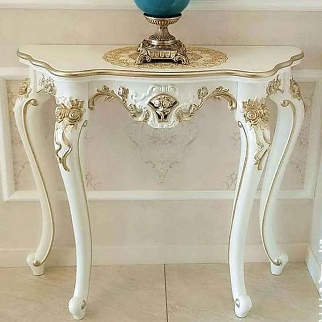 Elegantly Crafted Vintage Wood Half-Moon Console Table