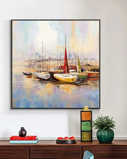 Coastal Calm: Handcrafted Seascape Oil Painting for Tranquil Home Decor
