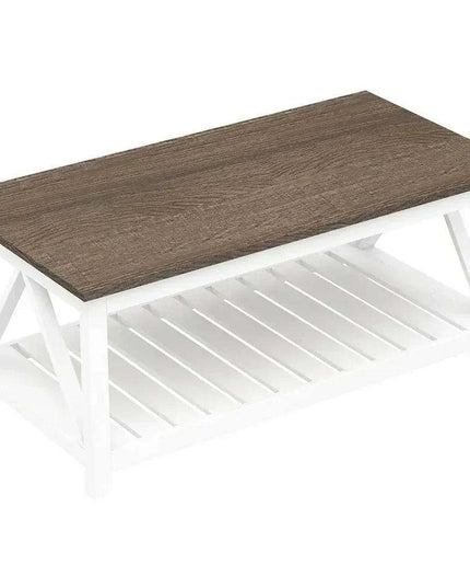 Farmhouse Style Coffee Table with Convenient Storage Shelf - Quick Assembly and Sturdy Build