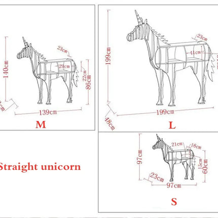 PVC Creative Bookshelf Unicorn Sculpture Shelf Entrance Table Shop Win