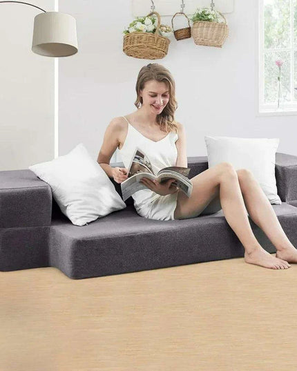 Grey Linen Memory Foam Convertible Sofa Bed: Twin Size Armchair Sleeper