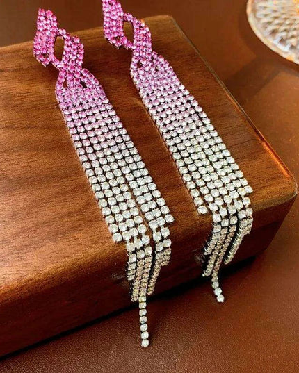 Vibrant Heart-Shaped Crystal Drop Earrings - Dazzling Rhinestone Statement Jewelry for Women with Bold Oversized Charm