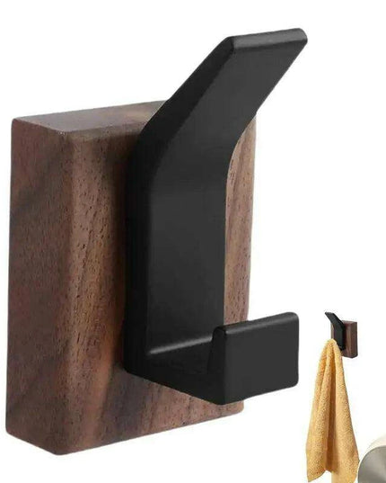 Stylish Solid Walnut Wood Wall-Mounted Coat Rack with Heavy-Duty Hooks for Home Organization