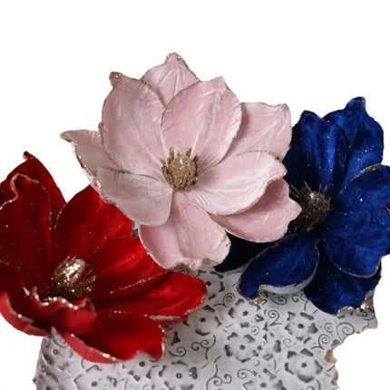 Artificial Glitter Christmas Flower Ornament, Assorted Styles & Colours