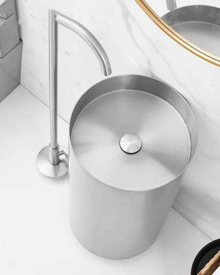 Sophisticated 304 Stainless Steel Round Pedestal Sink