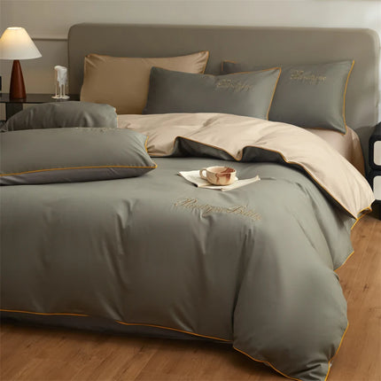Monnom 100% Egyptian Cotton Duvet Cover Set - 3pcs, Soft & Durable