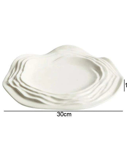 Unique Artisan Ceramic Plate - Irregular Design for Serving Pasta, Steak, Sushi, and Desserts - Elegant Solid Color Tableware