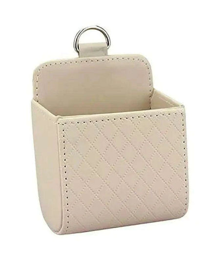 Sleek Black PU Leather Car Air Vent Organizer for Phone and Glasses