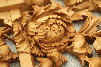 Exquisite Handcrafted Chinese Peony Wood Pendant
