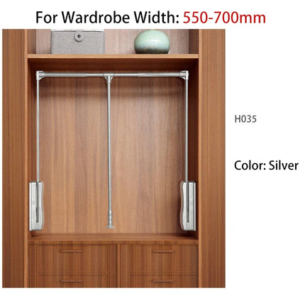 Pull-Down Wardrobe Lift Hanger with Hydraulic Damping — Aluminium Alloy, 30kg | Très Elite