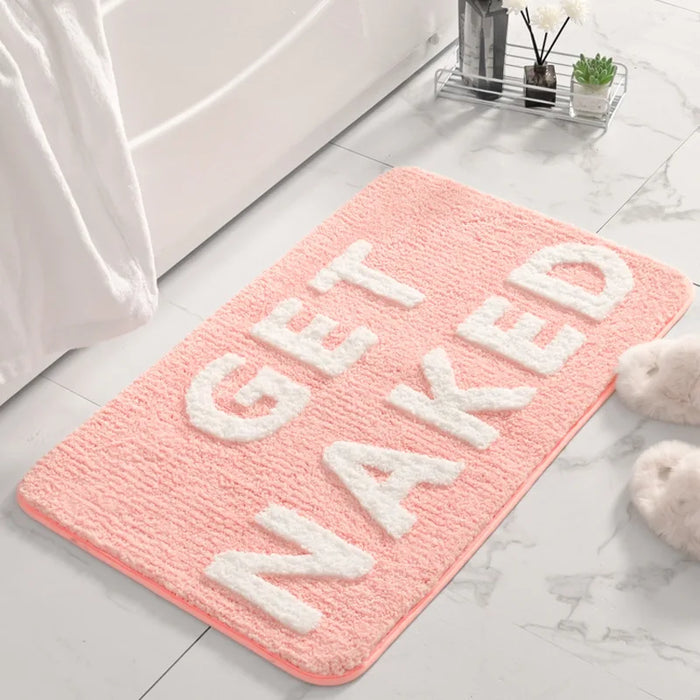 Luxurious Microfiber Bath Mat with Playful "Get Naked" Design and Anti-Skid Technology