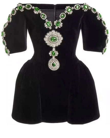 Elegant Backless Evening Dress with Glittering Diamond Details